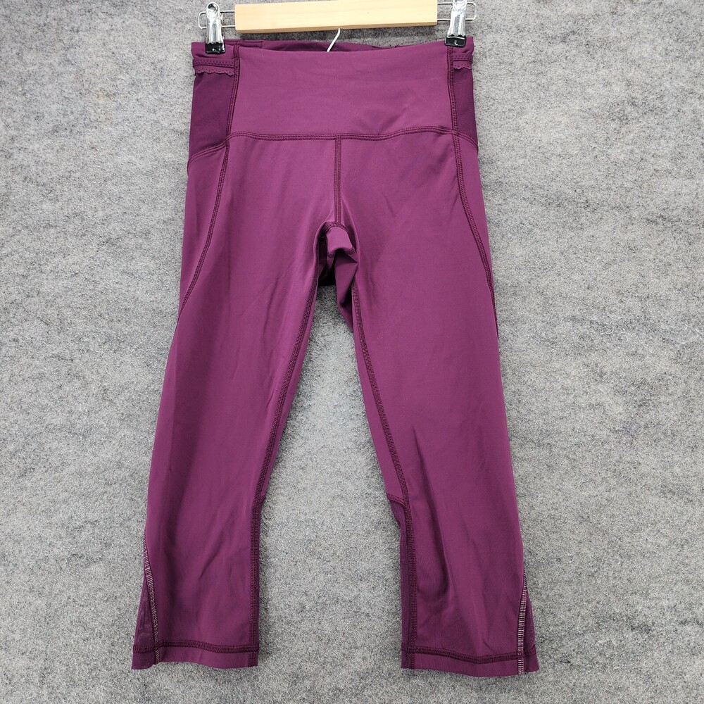 Lululemon Leggings Womens 4 Cropped Purple Pull On Activewear Yoga